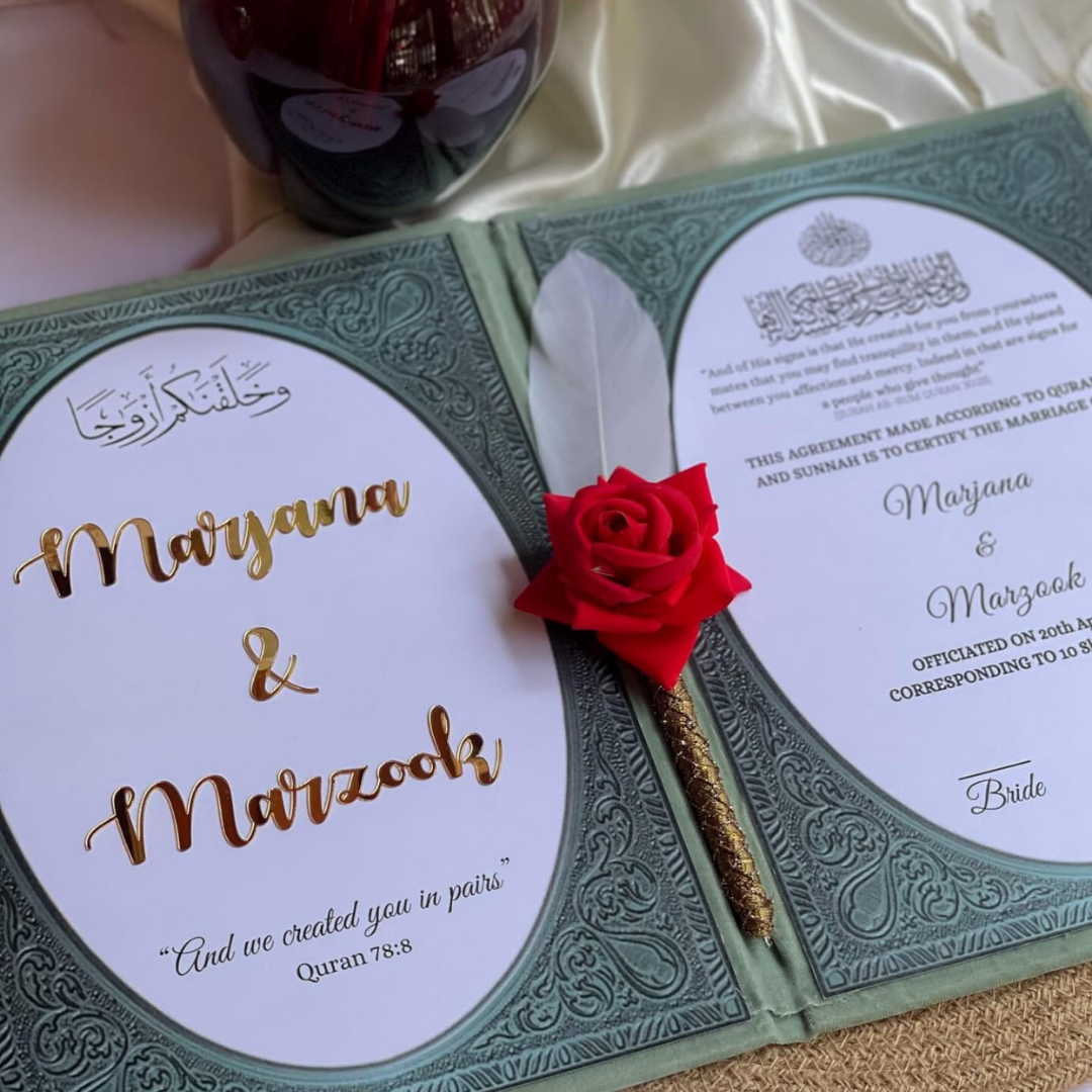 Nikkah Spanish Green Velvet Booklet